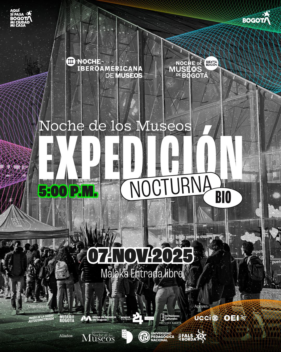 Maloka se une a la VI Noche de Museos de Bogotá con una expedición por la biodiversidad 1 Vive la Noche de Museos 2025 en Maloka con la Expedición Nocturna Bio. Arte, ciencia y biodiversidad en una experiencia para sentipensar la naturaleza.