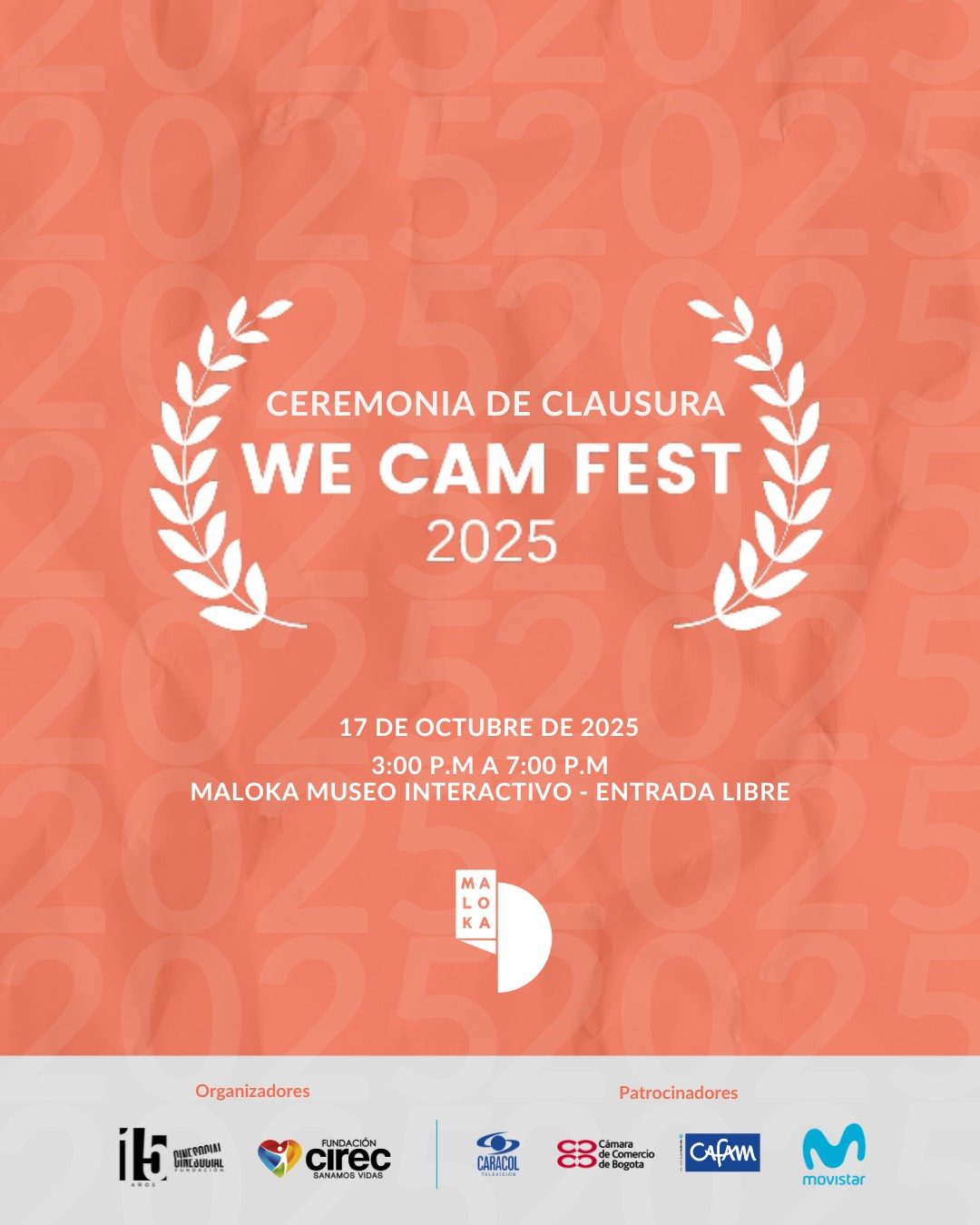 Celebra el cierre del WE CAM FEST 2025 en el Cine Domo de Maloka. Música, premios y cine inclusivo en una tarde para todos. ¡Entrada gratuita!